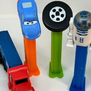 Lot of 4 Vintage PEZ Candy Dispensers Disney Cars | Star Wars R2D2 | Semi Truck‎